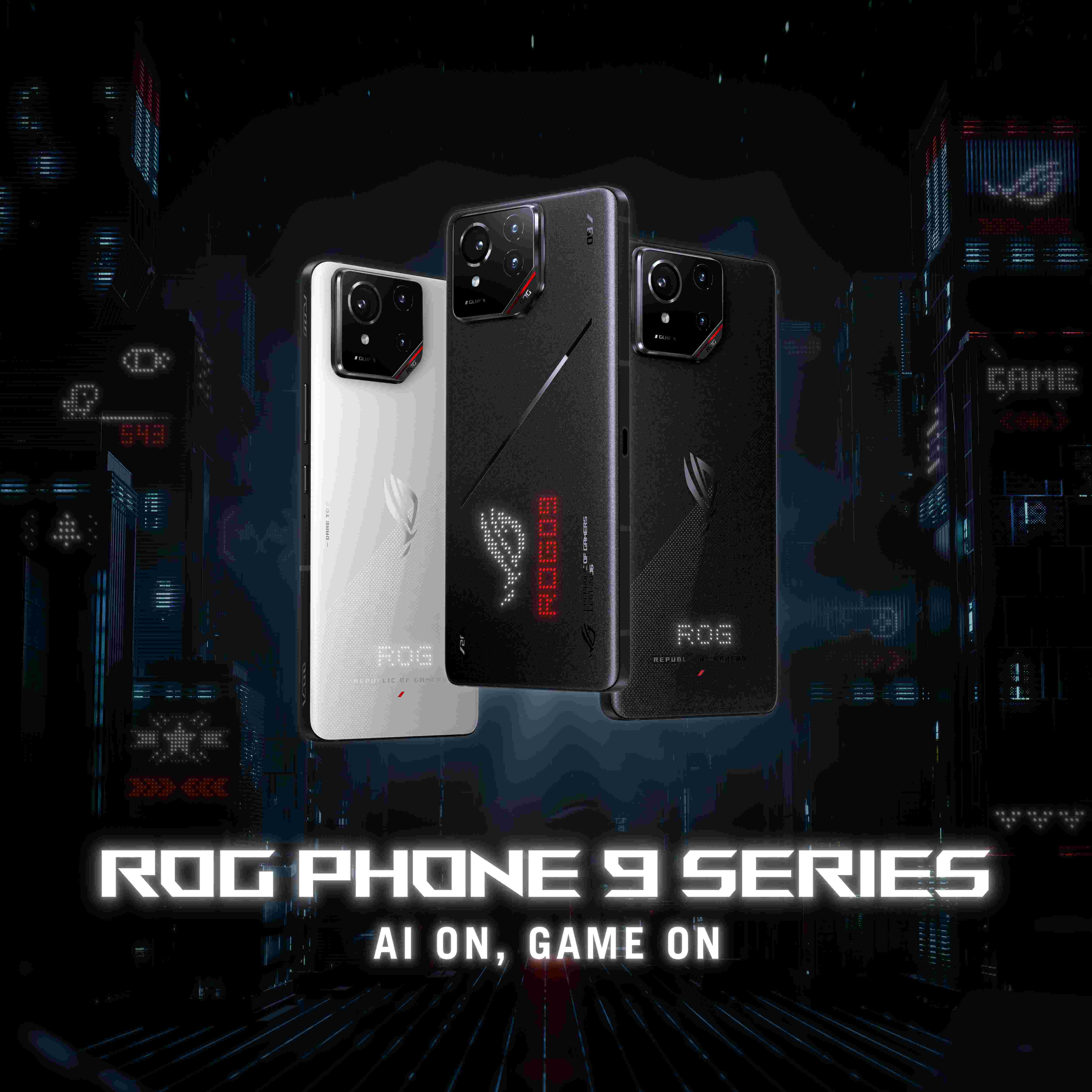 The ROG Phone 9 in both Black and White. AI on, Game on